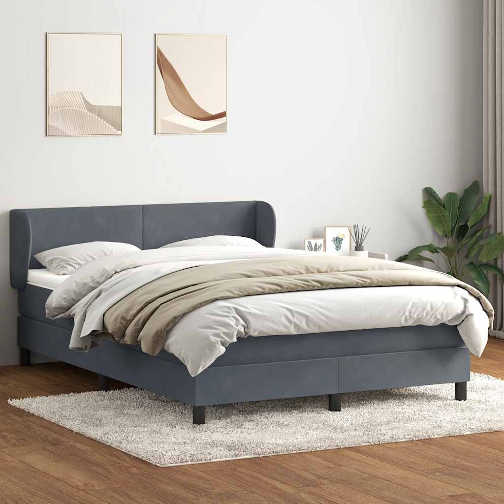 Giroletto a Molle con Materasso Grigio Scuro 160x210 cm Velluto | homemem39