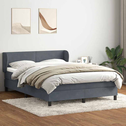 Giroletto a Molle con Materasso Grigio Scuro 160x210 cm Velluto | homemem39
