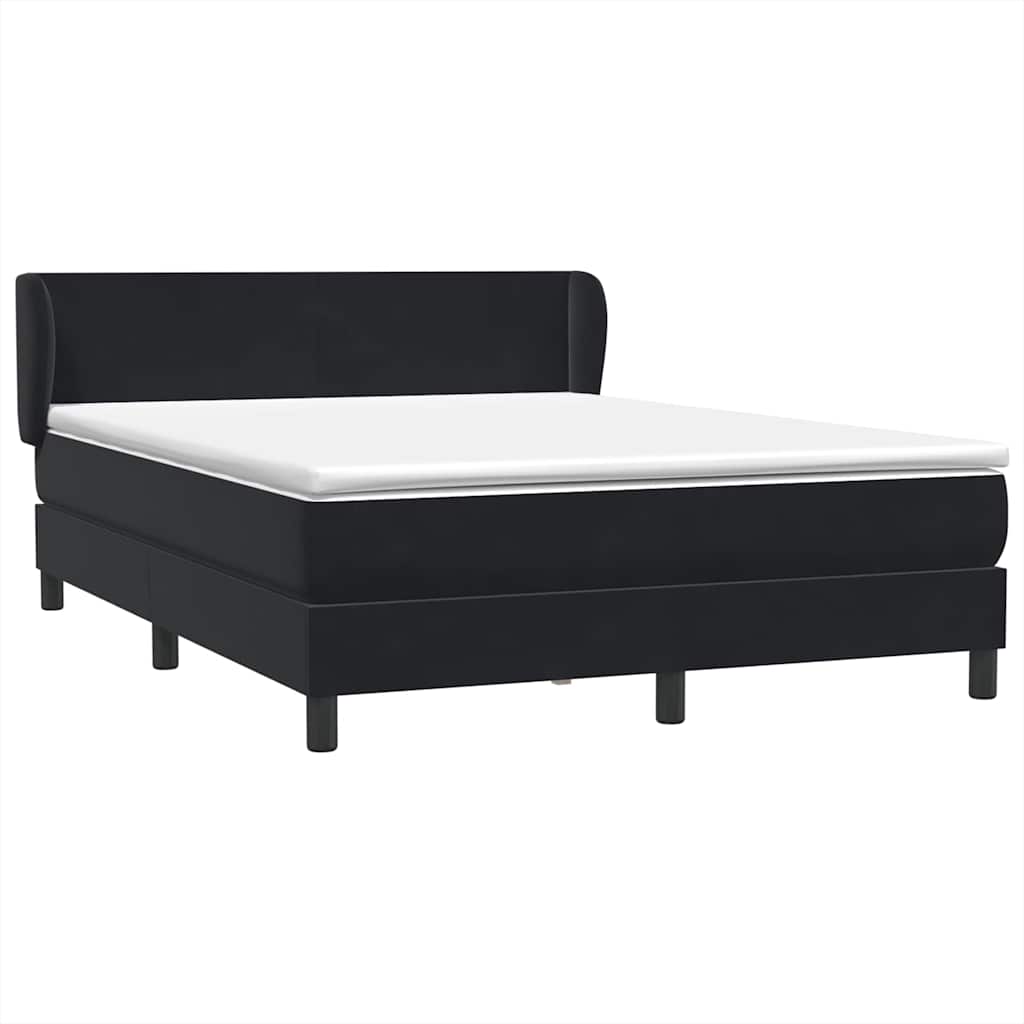 Giroletto a Molle con Materasso Nero 160x210 cm in Velluto