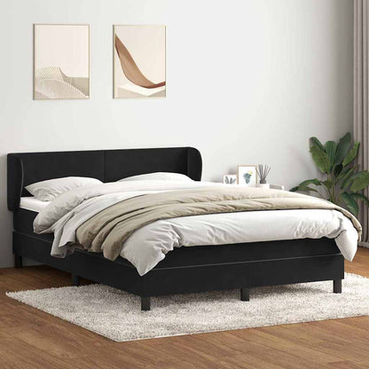 Giroletto a Molle con Materasso Nero 160x210 cm in Velluto