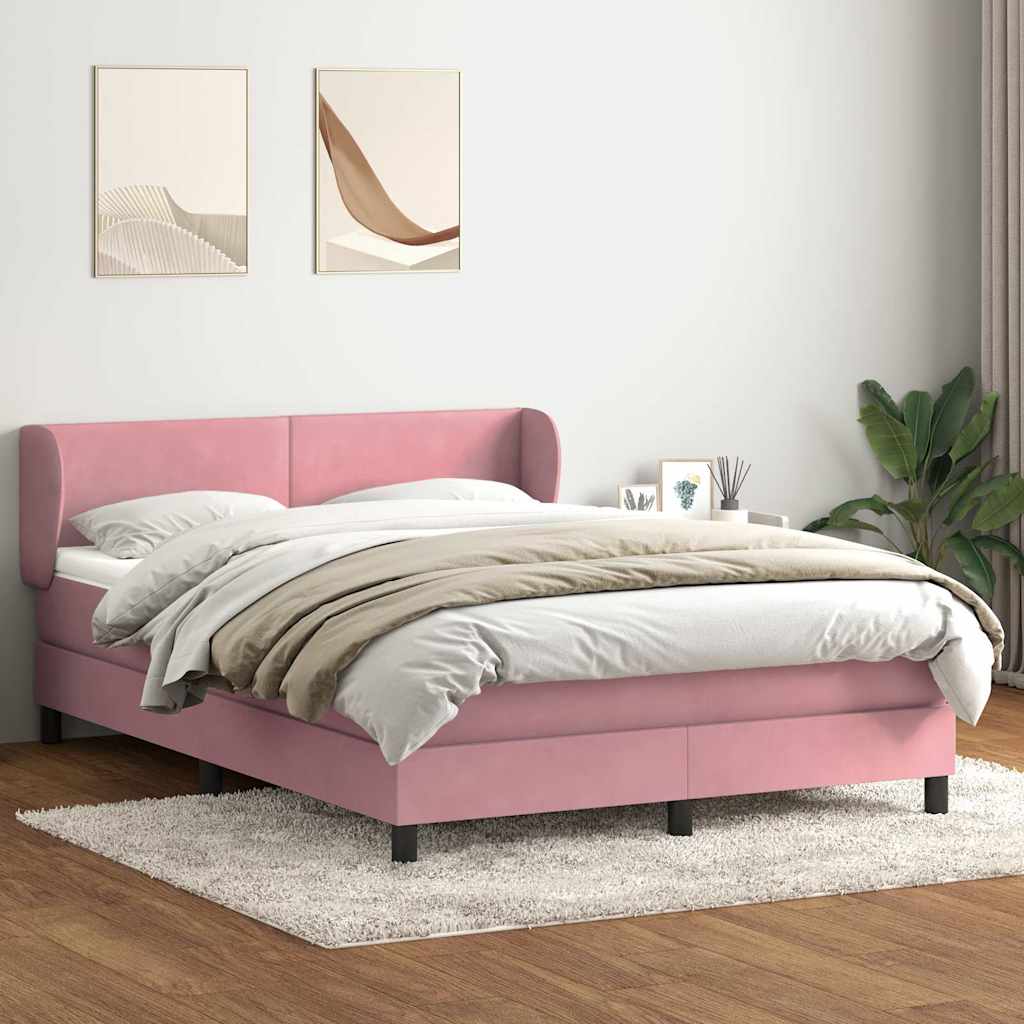 Giroletto a Molle con Materasso Rosa 160x210 cm in Velluto