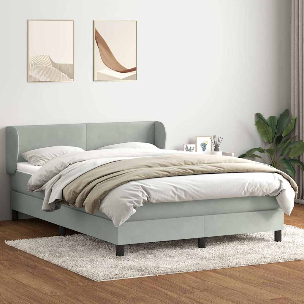 Giroletto a Molle con Materasso Grigio Chiaro 160x220cm Velluto | homemem39