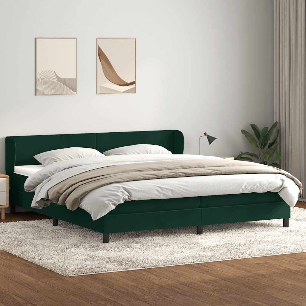 Giroletto a Molle con Materassi Verde Scuro 180x220 cm Velluto | homemem39