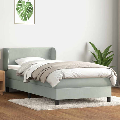 Giroletto a Molle con Materasso Grigio Chiaro 80x210 cm Velluto