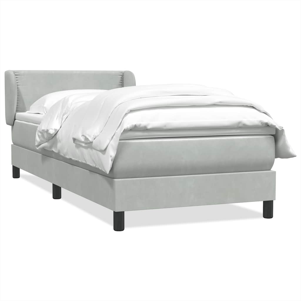 Giroletto a Molle con Materasso Grigio Chiaro 80x220 cm Velluto | homemem39