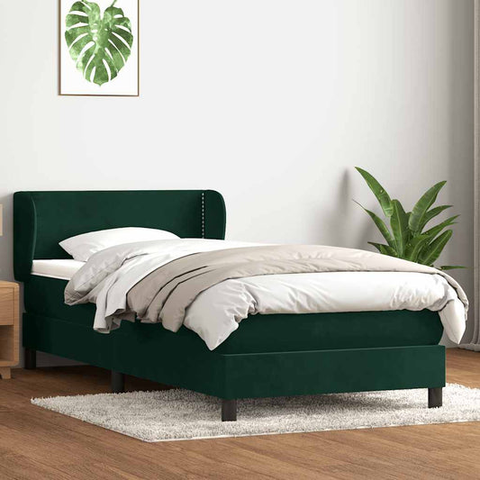 Giroletto a Molle con Materasso Verde Scuro 80x220 cm Velluto | homemem39