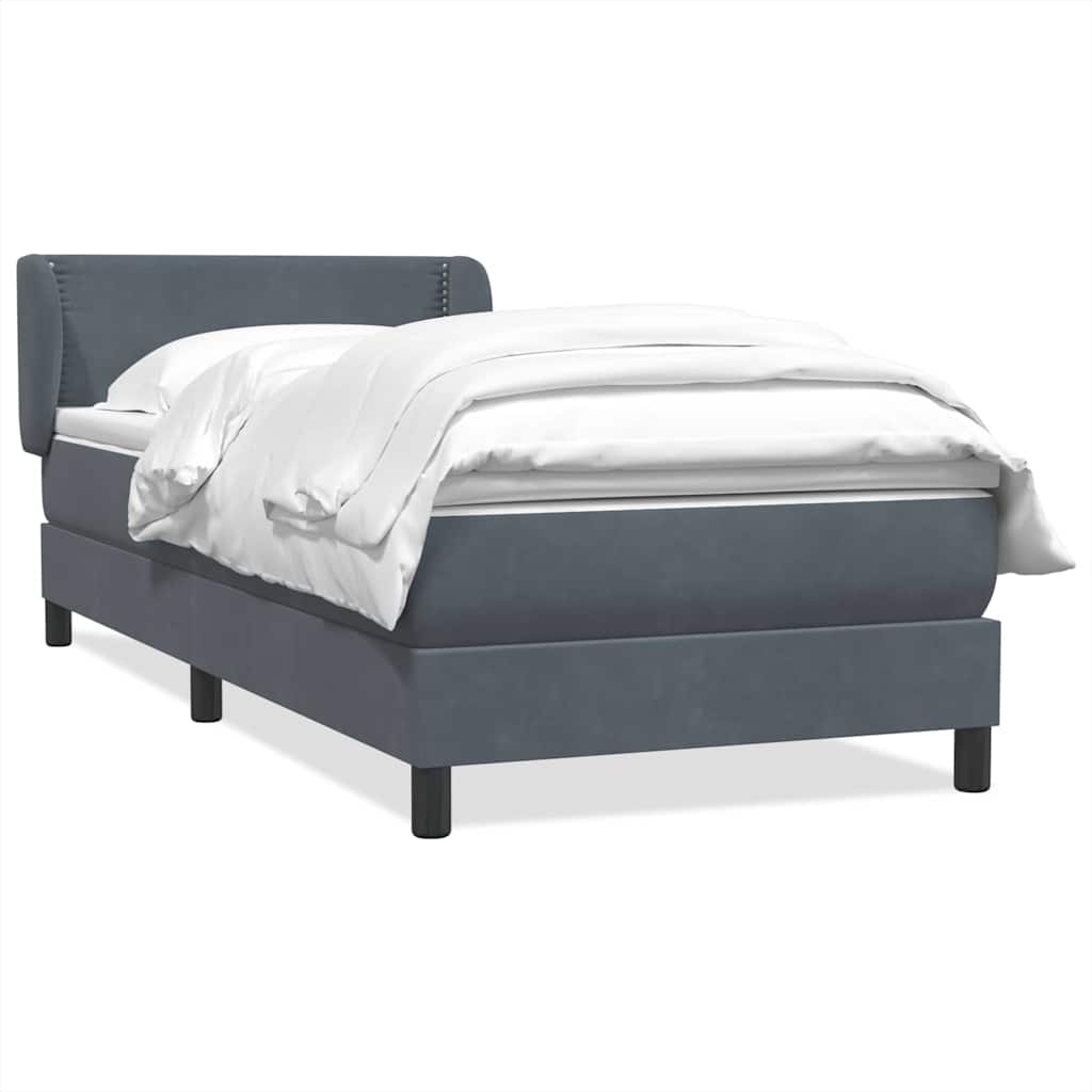 Giroletto a Molle con Materasso Grigio Scuro 90x220 cm Velluto | homemem39