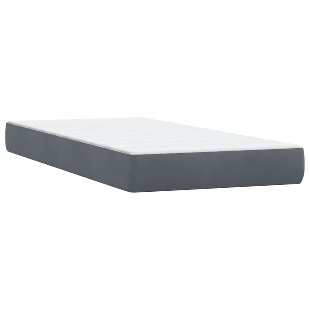 Giroletto a Molle con Materasso Grigio Scuro 90x220 cm Velluto | homemem39