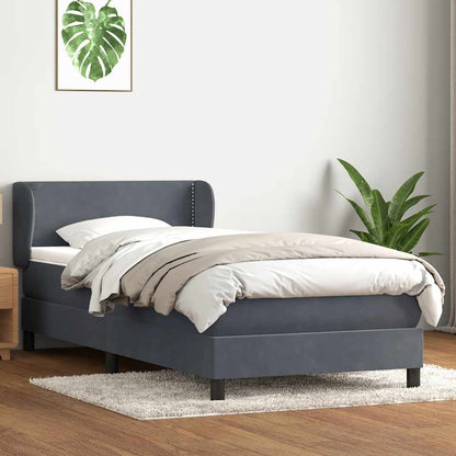 Giroletto a Molle con Materasso Grigio Scuro 90x220 cm Velluto | homemem39
