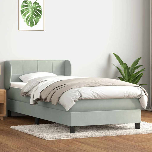 Giroletto a Molle con Materasso Grigio Chiaro 80x210 cm Velluto | homemem39