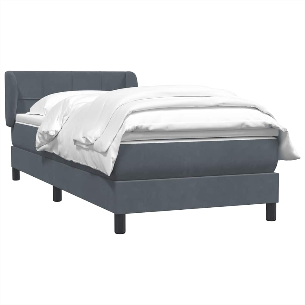 Giroletto a Molle con Materasso Grigio Scuro 80x210 cm Velluto | homemem39