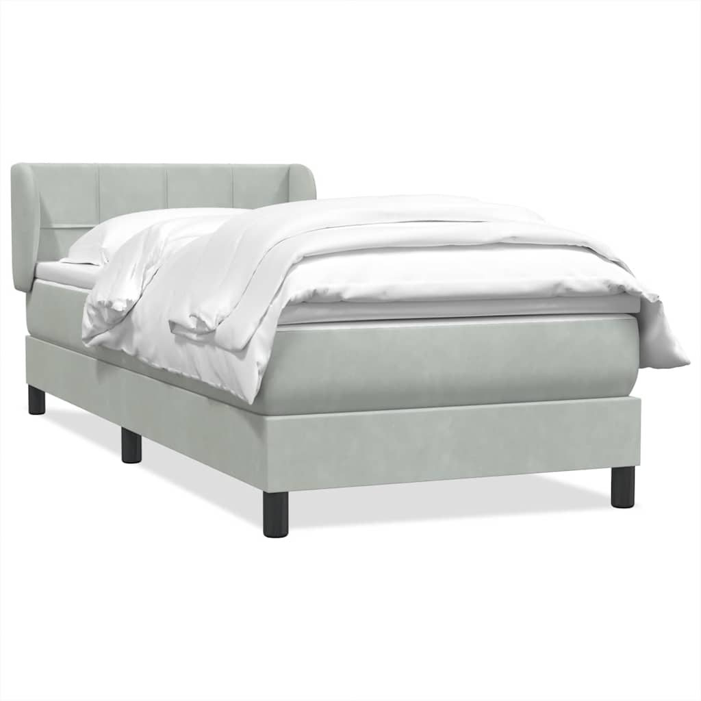 Giroletto a Molle con Materasso grigio chiaro 90x210 cm Velluto | homemem39