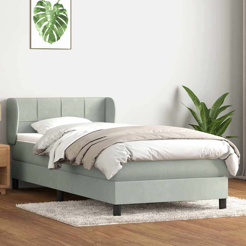 Giroletto a Molle con Materasso grigio chiaro 90x210 cm Velluto | homemem39