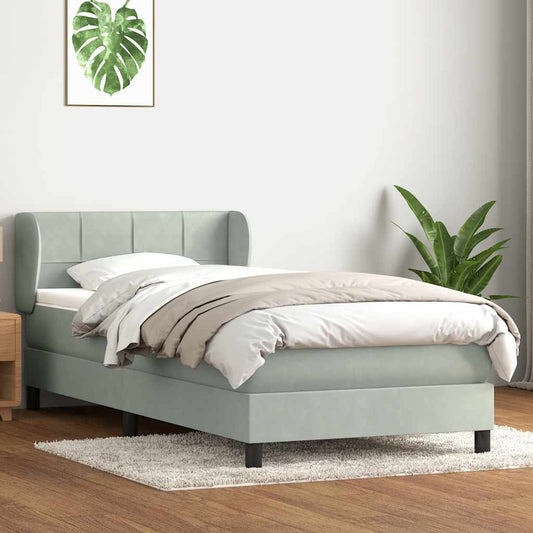 Giroletto a Molle con Materasso grigio chiaro 90x210 cm Velluto | homemem39