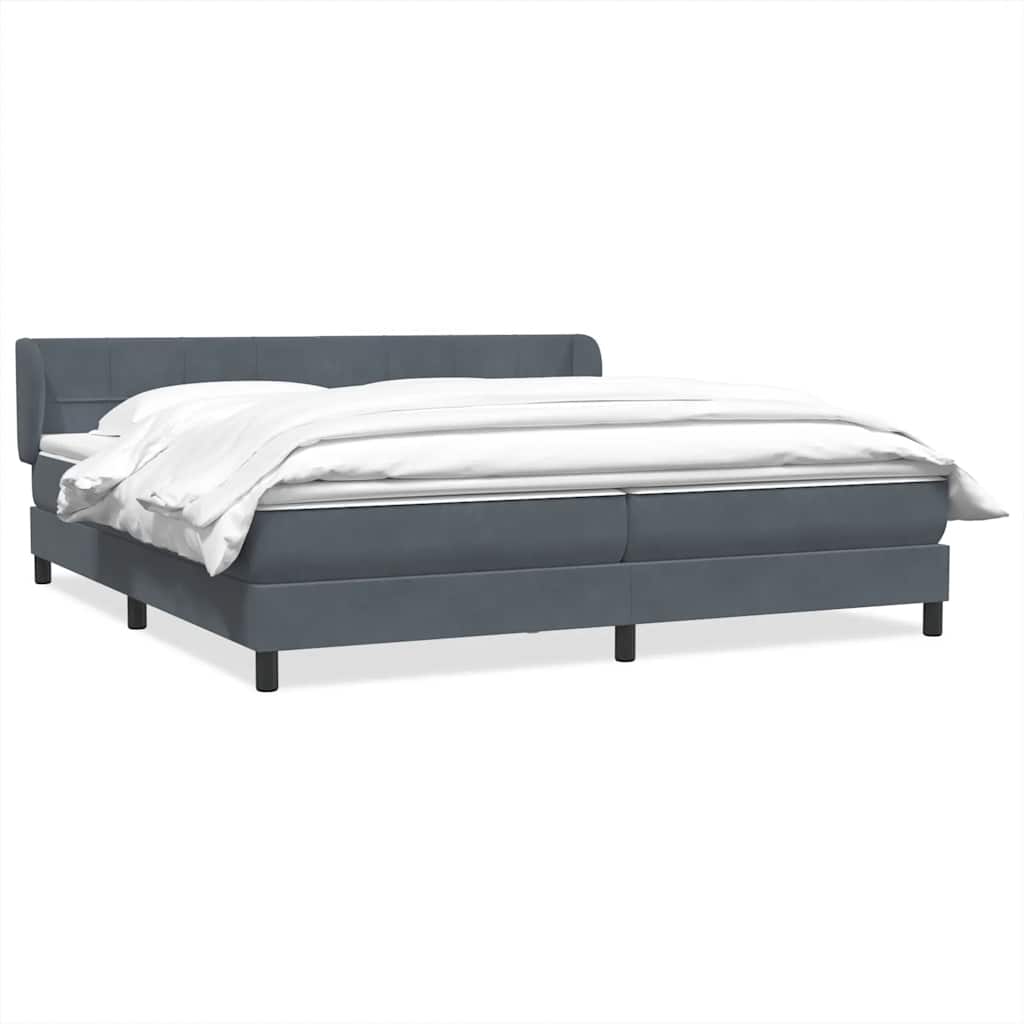 Giroletto a Molle con Materassi Grigio Scuro 180x210 cm Velluto