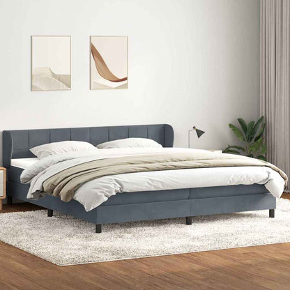 Giroletto a Molle con Materassi Grigio Scuro 180x210 cm Velluto