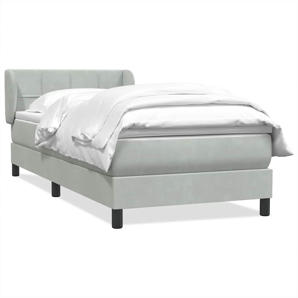 Giroletto a Molle con Materasso Grigio Chiaro 80x220 cm Velluto | homemem39