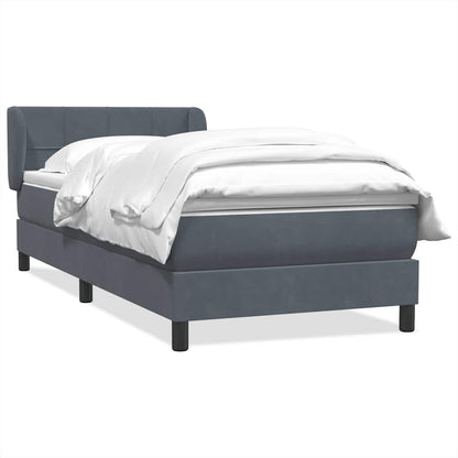 Giroletto a Molle con Materasso Grigio Scuro 80x220 cm Velluto
