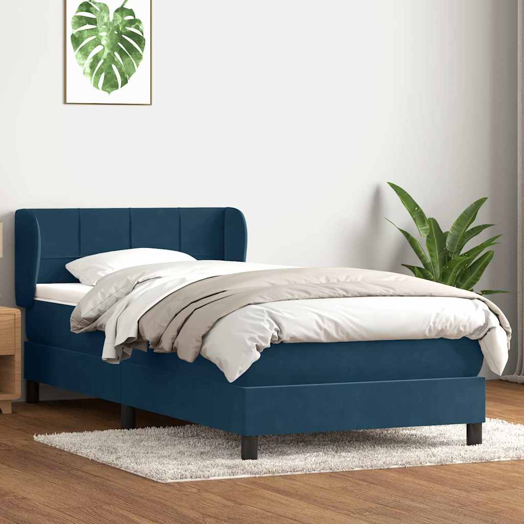 Giroletto a Molle con Materasso Blu Scuro 80x220 cm Velluto | homemem39