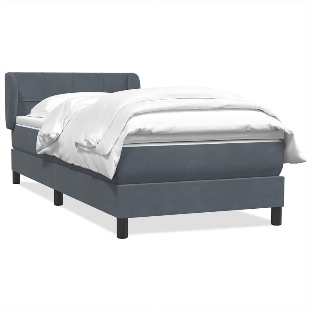 Giroletto a Molle con Materasso Grigio Scuro 90x220 cm Velluto | homemem39