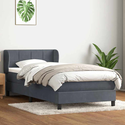 Giroletto a Molle con Materasso Grigio Scuro 90x220 cm Velluto | homemem39