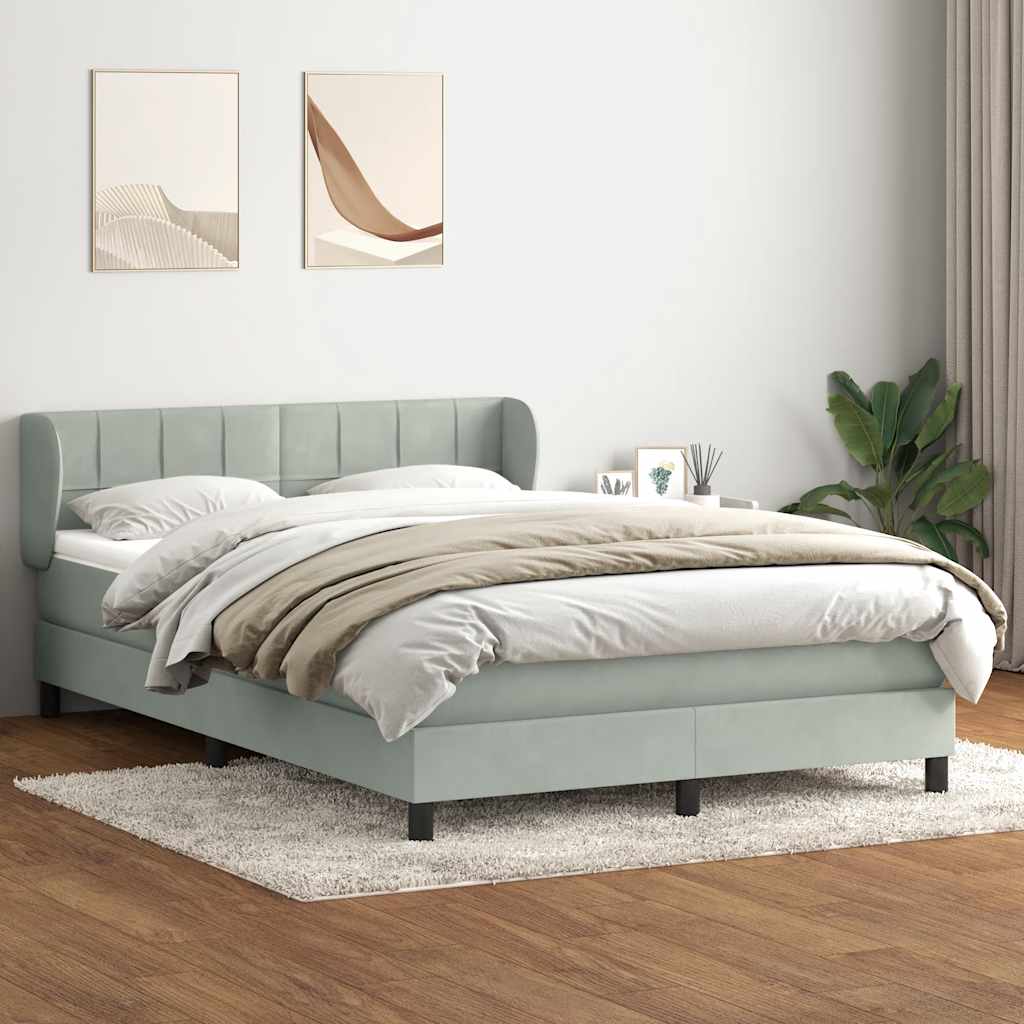 Giroletto a Molle con Materasso Grigio Chiaro 160x220cm Velluto