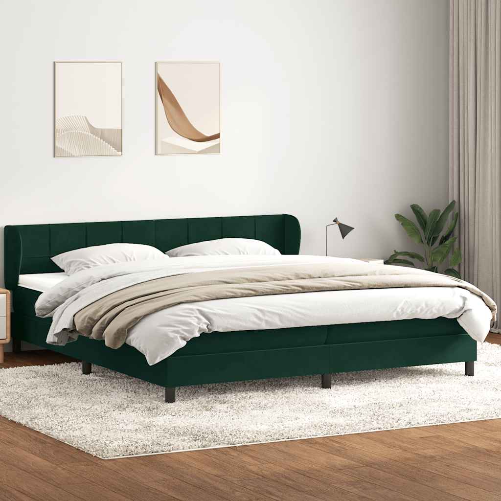 Giroletto a Molle con Materassi Verde Scuro 180x220 cm Velluto | homemem39