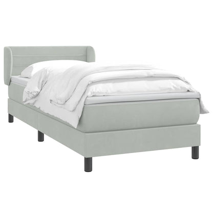 Giroletto a Molle con Materasso Grigio Chiaro 80x210 cm Velluto