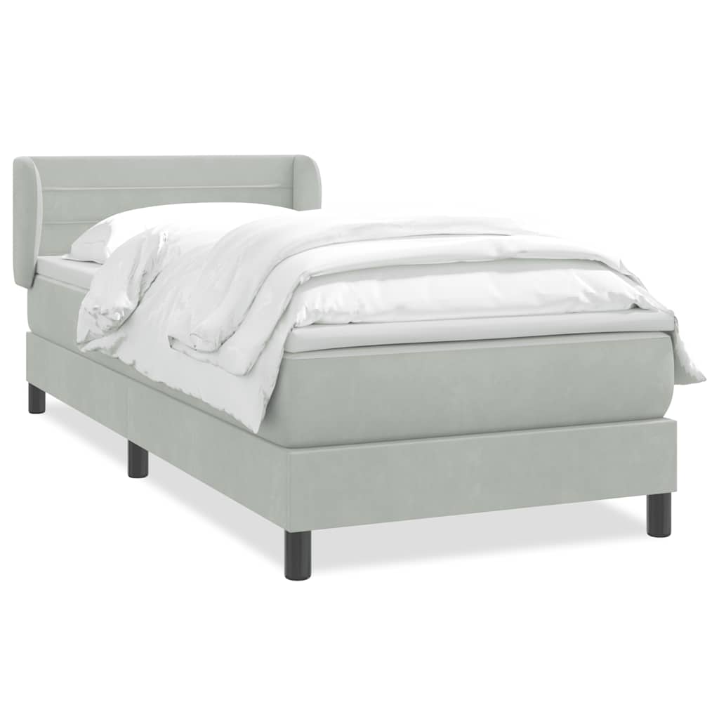 Giroletto a Molle con Materasso grigio chiaro 90x210 cm Velluto