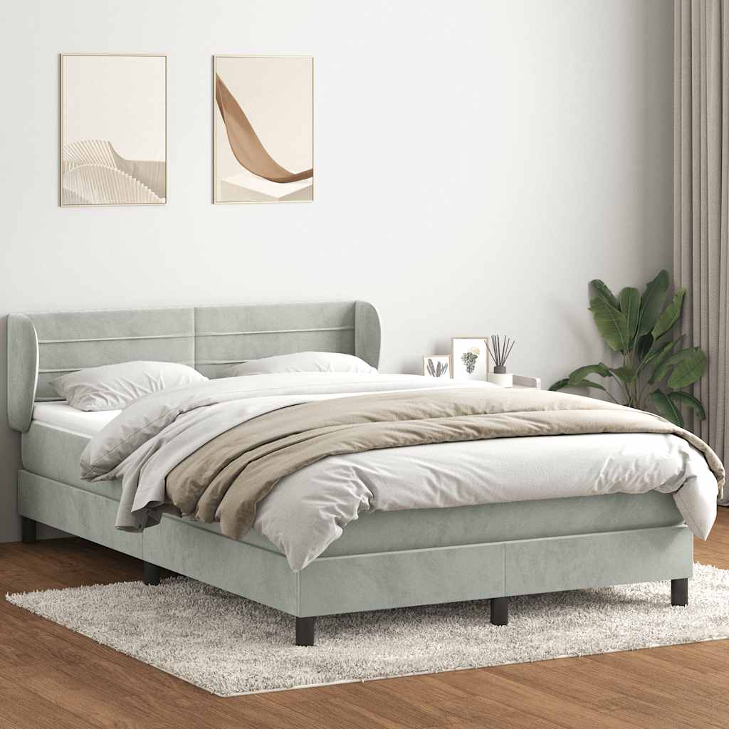 Giroletto a Molle con Materasso Grigio Chiaro 160x210cm Velluto | homemem39
