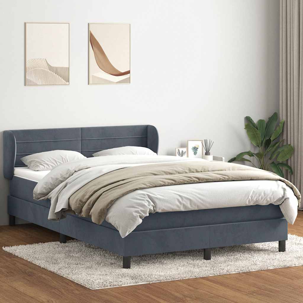 Giroletto a Molle con Materasso Grigio Scuro 160x210 cm Velluto | homemem39
