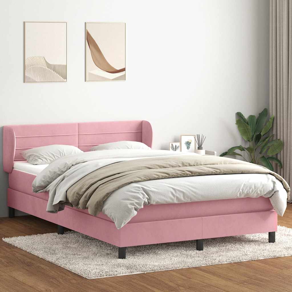 Giroletto a Molle con Materasso Rosa 160x210 cm in Velluto