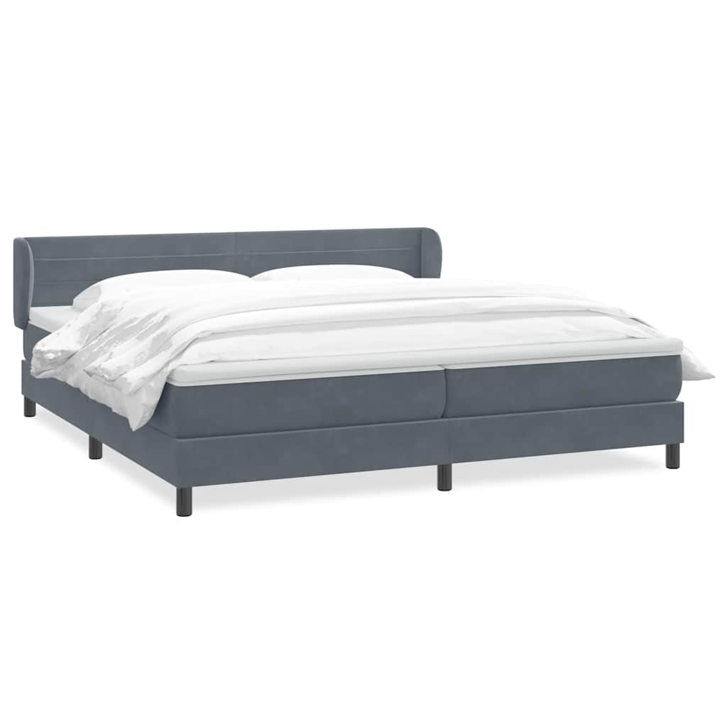 Giroletto a Molle con Materassi Grigio Scuro 180x210 cm Velluto | homemem39
