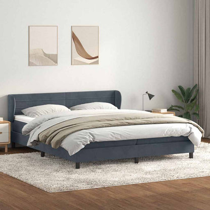 Giroletto a Molle con Materassi Grigio Scuro 180x210 cm Velluto | homemem39