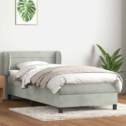 Giroletto a Molle con Materasso Grigio Chiaro 80x220 cm Velluto | homemem39