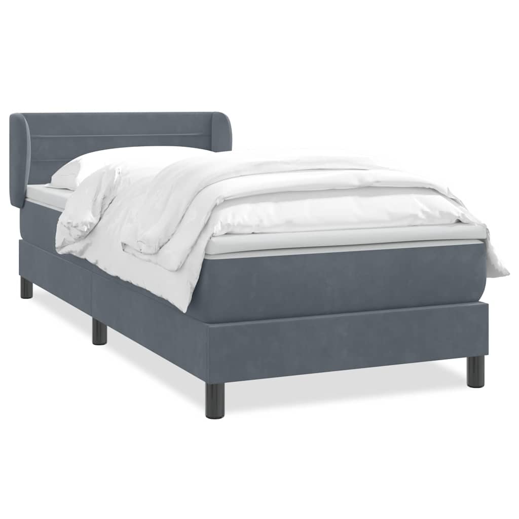 Giroletto a Molle con Materasso Grigio Scuro 80x220 cm Velluto | homemem39