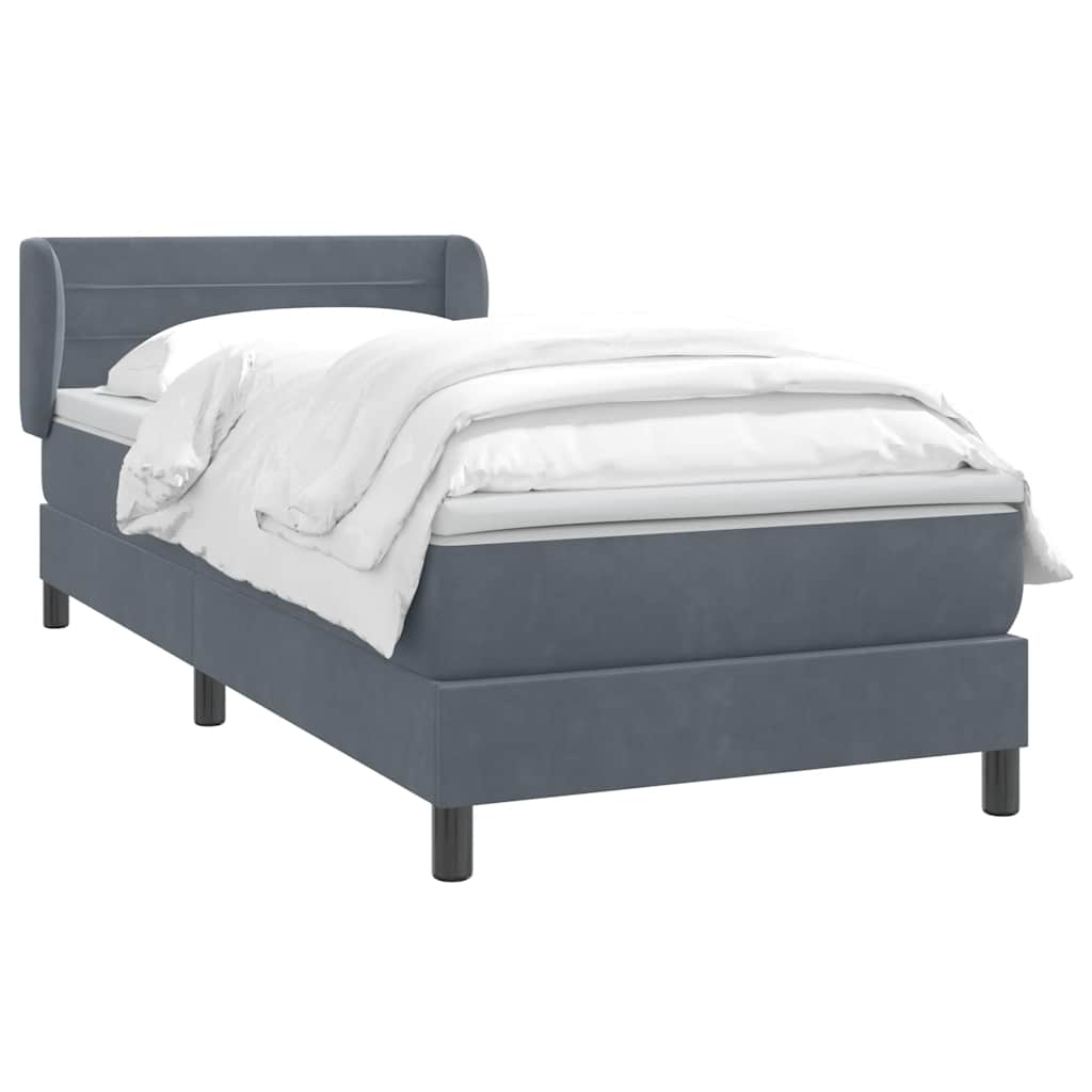 Giroletto a Molle con Materasso Grigio Scuro 80x220 cm Velluto | homemem39