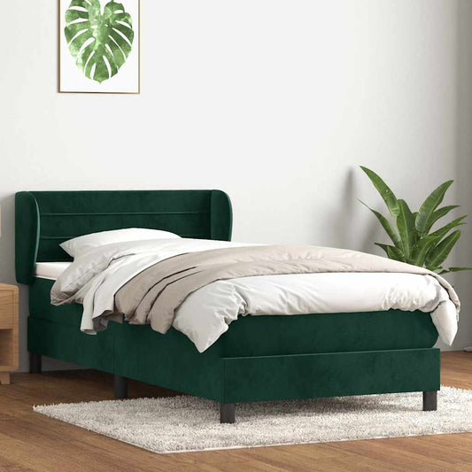 Giroletto a Molle con Materasso Verde Scuro 80x220 cm Velluto | homemem39