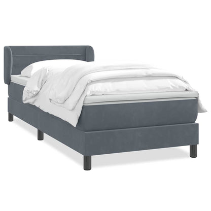Giroletto a Molle con Materasso Grigio Scuro 90x220 cm Velluto | homemem39