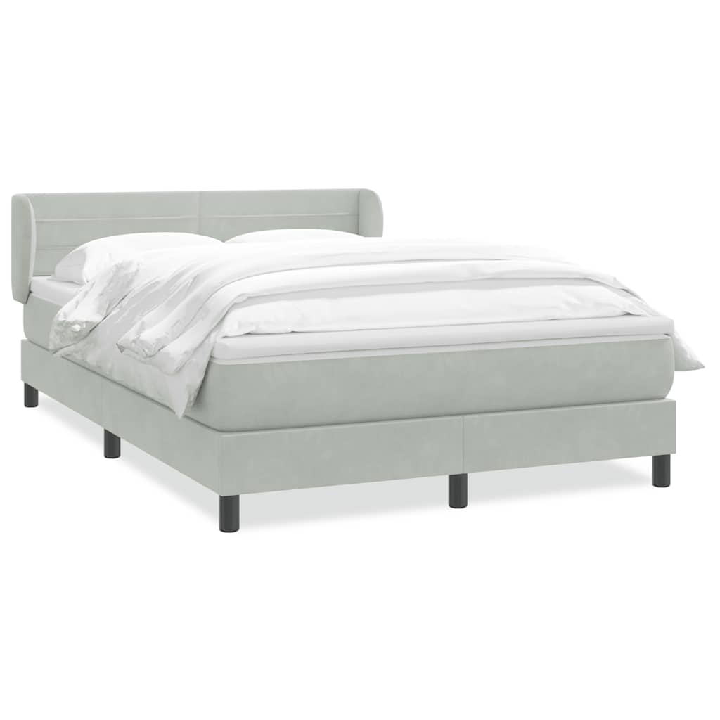 Giroletto a Molle con Materasso Grigio Chiaro 160x220cm Velluto