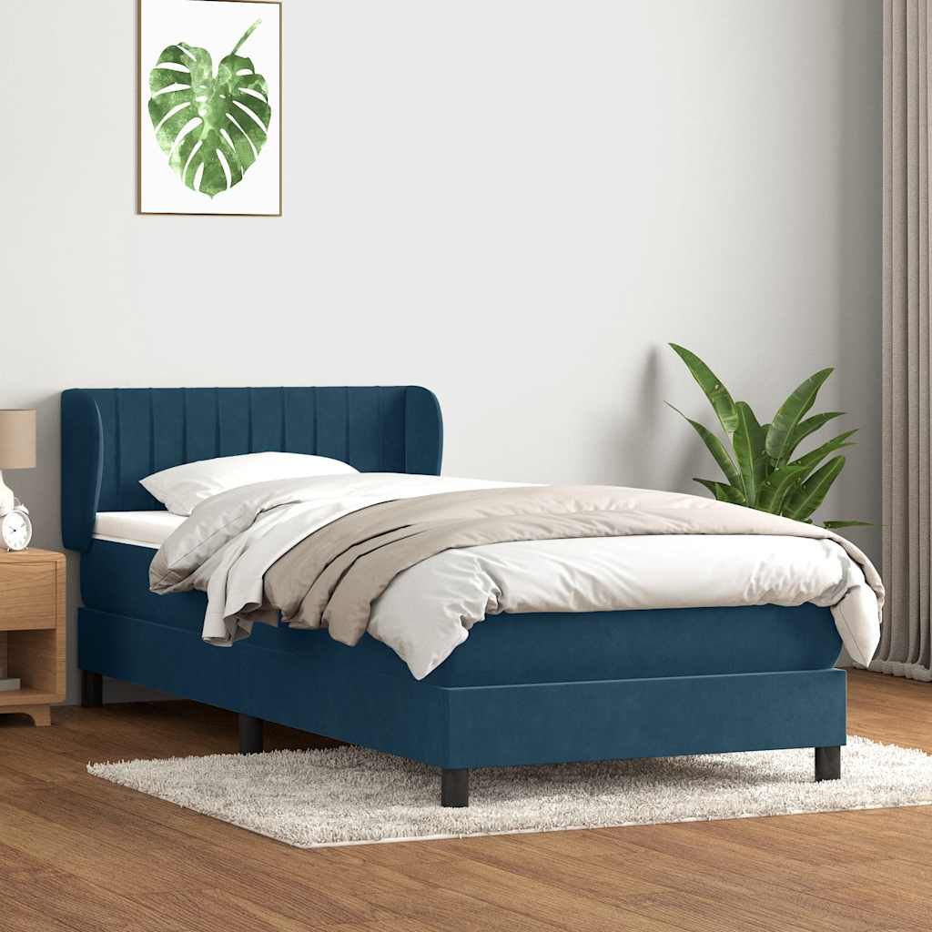 Giroletto a Molle con Materasso Blu Scuro 80x210 cm Velluto | homemem39