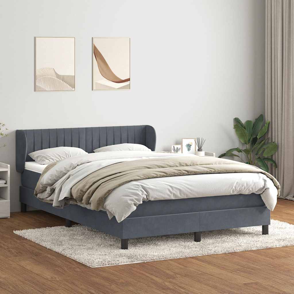 Giroletto a Molle con Materasso Grigio Scuro 160x210 cm Velluto | homemem39