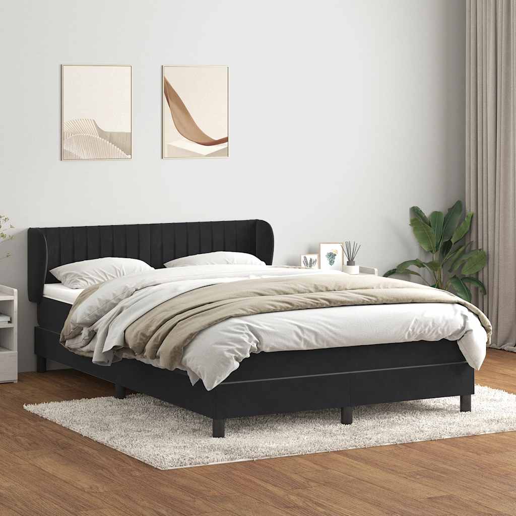Giroletto a Molle con Materasso Nero 160x210 cm in Velluto | homemem39