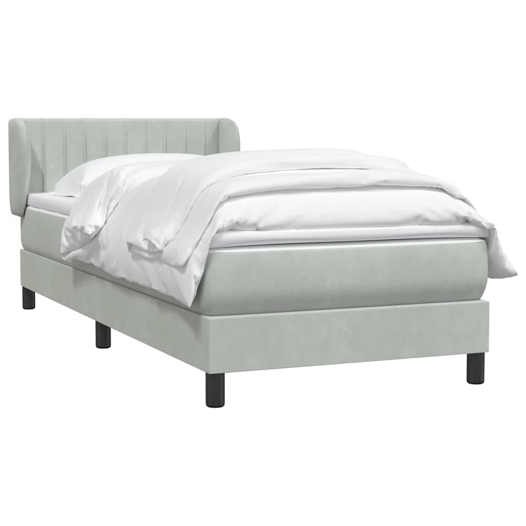 Giroletto a Molle con Materasso Grigio Chiaro 80x220 cm Velluto | homemem39