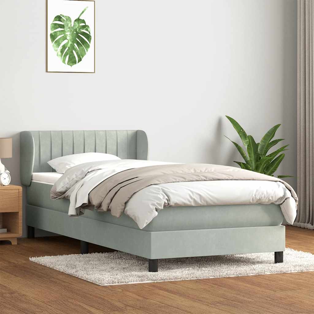 Giroletto a Molle con Materasso Grigio Chiaro 80x220 cm Velluto | homemem39