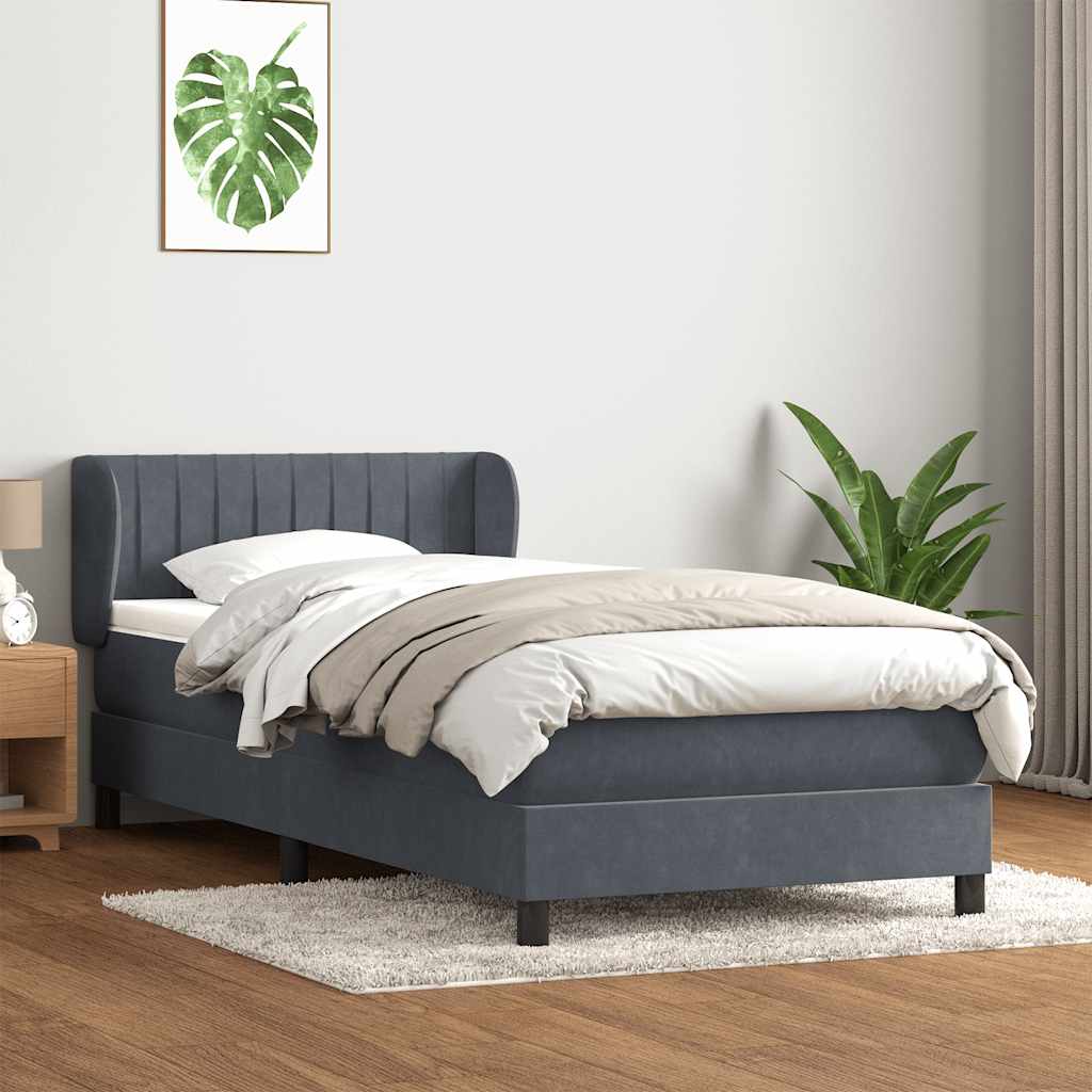 Giroletto a Molle con Materasso Grigio Scuro 90x220 cm Velluto | homemem39