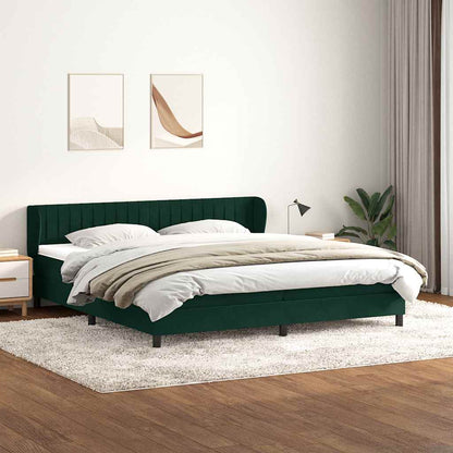 Giroletto a Molle con Materassi Verde Scuro 180x220 cm Velluto