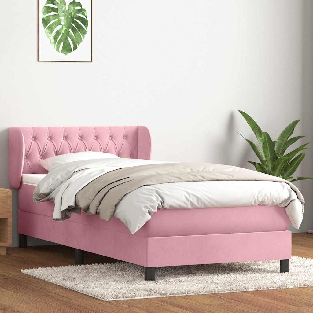 Giroletto a Molle con Materasso Rosa 90x210 cm Velluto | homemem39