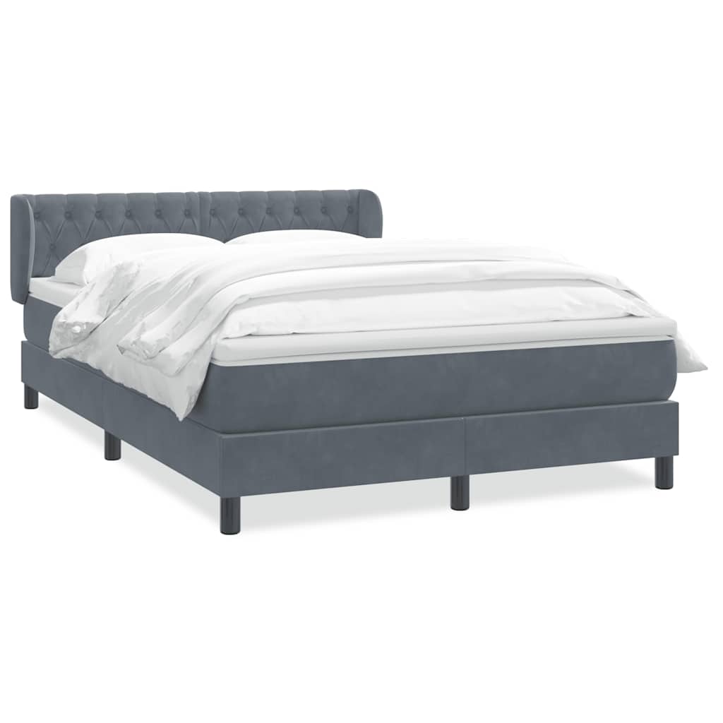 Giroletto a Molle con Materasso Grigio Scuro 160x210 cm Velluto | homemem39