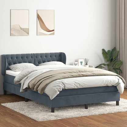 Giroletto a Molle con Materasso Grigio Scuro 160x210 cm Velluto | homemem39